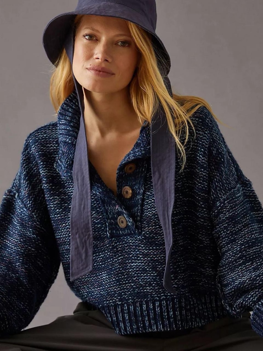Anthropologie Pilcro Marled Henley Sweater